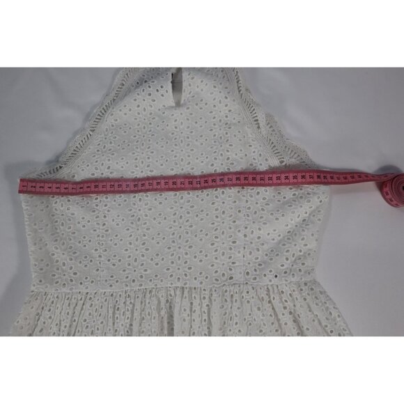 Lulus White Eyelet Lace Peplum Top Sleeveless Halter Style Size S 100%‎ Cotton - Picture 9 of 10